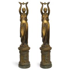 Pair of Outdoor Iron Greek Female Figure Statuaries - 4628048