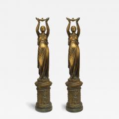 Pair of Outdoor Iron Greek Female Figure Statuaries - 4628076