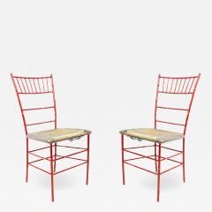 Pair of Outdoor Painted Iron Side Chairs - 1421210