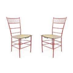 Pair of Outdoor Painted Iron Side Chairs - 4729283