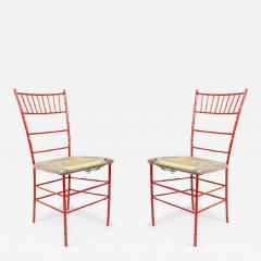 Pair of Outdoor Painted Iron Side Chairs - 4729290