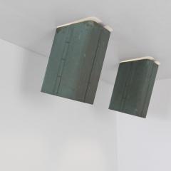 Pair of Outdoor Patinated Copper Ceiling Wall Lamps Finland 1950s - 4572903
