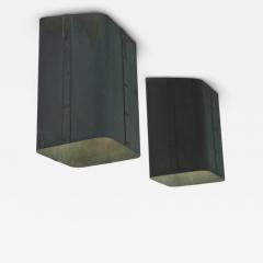Pair of Outdoor Patinated Copper Ceiling Wall Lamps Finland 1950s - 4574870