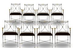 Pair of Outstanding Italian Steel and Brass Armchairs 1970s - 1783816