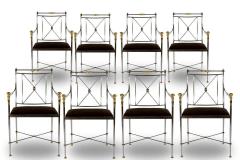 Pair of Outstanding Italian Steel and Brass Armchairs 1970s - 1783816