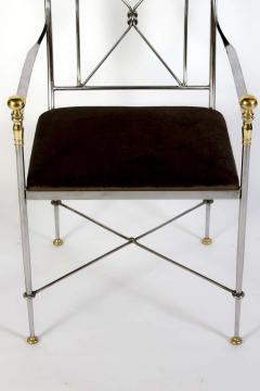 Pair of Outstanding Italian Steel and Brass Armchairs 1970s - 1783819