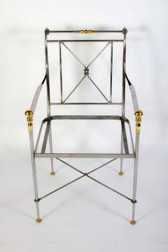 Pair of Outstanding Italian Steel and Brass Armchairs 1970s - 1783825