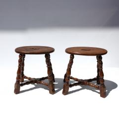 Pair of Oval Oak Stools English circa 1880 - 4421638
