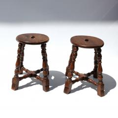 Pair of Oval Oak Stools English circa 1880 - 4421643