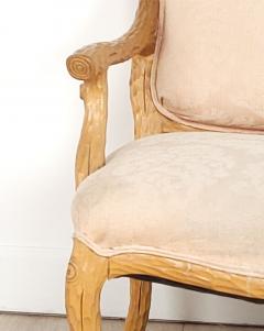 Pair of Oversized Twig Style Rustic Upholstered Armchairs circa 1970 - 3490606