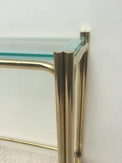 Pair of Pace Solid Brass Glass Top Consoles or Sofa Tables - 1288502