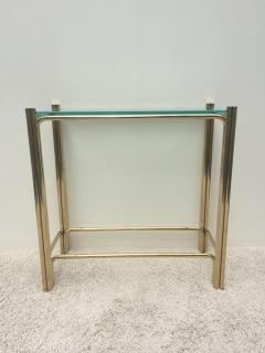 Pair of Pace Solid Brass Glass Top Consoles or Sofa Tables - 1288503