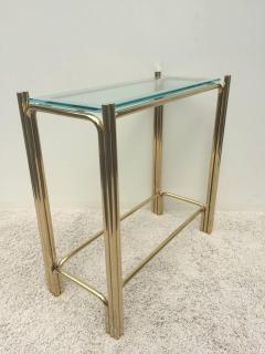 Pair of Pace Solid Brass Glass Top Consoles or Sofa Tables - 1288504