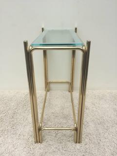 Pair of Pace Solid Brass Glass Top Consoles or Sofa Tables - 1288505
