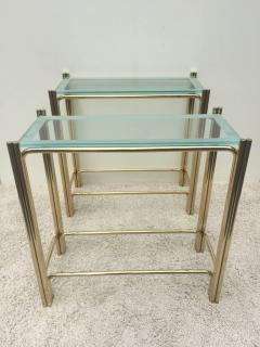 Pair of Pace Solid Brass Glass Top Consoles or Sofa Tables - 1288506