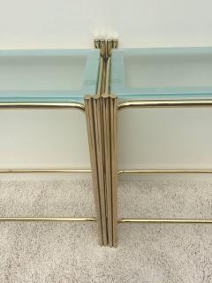 Pair of Pace Solid Brass Glass Top Consoles or Sofa Tables - 1288511
