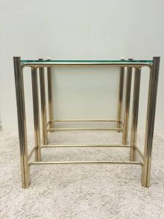 Pair of Pace Solid Brass Glass Top Consoles or Sofa Tables - 1288513