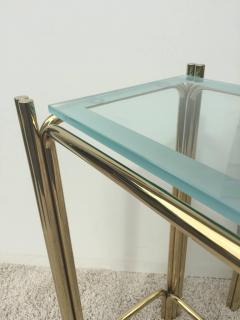 Pair of Pace Solid Brass Glass Top Consoles or Sofa Tables - 1288518