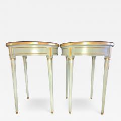 Pair of Paint Decorated Jansen Style Louis XVI End Side or Bouilliotte Tables - 2913354