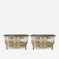 Pair of Painted Bombe Marble Top Chests or Commodes by John Widdicomb - 2920824