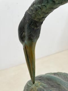 Pair of Painted Bronze Heron Statues - 2553195