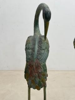 Pair of Painted Bronze Heron Statues - 2553197