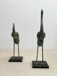 Pair of Painted Bronze Heron Statues - 2553199
