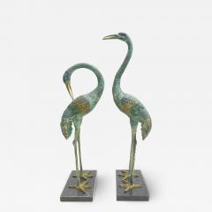 Pair of Painted Bronze Heron Statues - 2557810