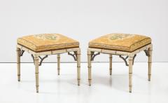 Pair of Painted Faux Bamboo Benches - 2508717