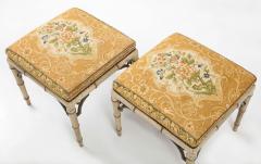 Pair of Painted Faux Bamboo Benches - 2508721