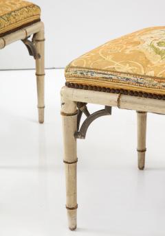 Pair of Painted Faux Bamboo Benches - 2508722
