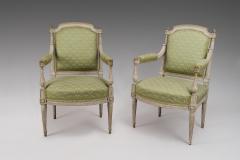 Pair of Painted Louis XVI Armchairs Fauteuils  - 119811