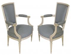 Pair of Painted Louis XVI Style Armchairs - 4015997