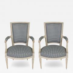 Pair of Painted Louis XVI Style Armchairs - 4017003