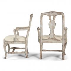 Pair of Painted Rococo Swedish Armchairs - 4061126