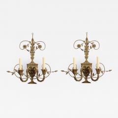 Pair of Painted Tole 2 Light Sconces - 1711453