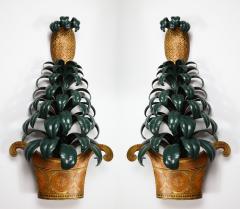 Pair of Painted Tole Pinapple Sconces - 725199