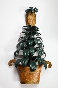 Pair of Painted Tole Pinapple Sconces - 725200