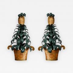 Pair of Painted Tole Pinapple Sconces - 727754