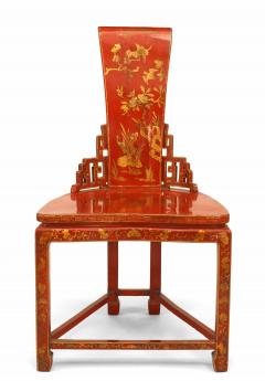 Pair of Pair of Asian Chinese 19th Cent Red Gilt Side Chairs - 1418068