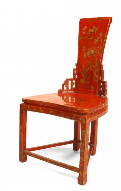 Pair of Pair of Asian Chinese 19th Cent Red Gilt Side Chairs - 1418069