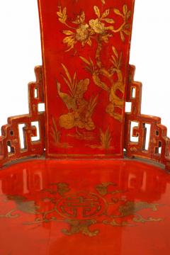 Pair of Pair of Asian Chinese 19th Cent Red Gilt Side Chairs - 1418072