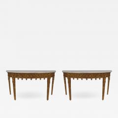 Pair of Pair of English Adam Gilt Demilune Console Table - 1430441