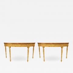 Pair of Pair of English Georgian Satinwood Demilune Console Table - 1430436