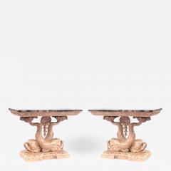 Pair of Pair of English Regency Gilt Wood Console Marble - 1430437