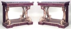 Pair of Pair of English Regency Rosewood Gilt Dolphin Console Table - 1427464