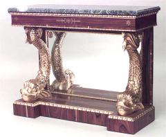 Pair of Pair of English Regency Rosewood Gilt Dolphin Console Table - 1427465
