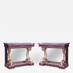Pair of Pair of English Regency Rosewood Gilt Dolphin Console Table - 1430417