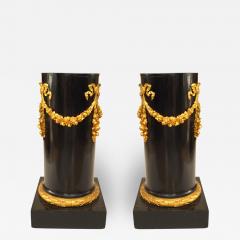 Pair of Pair of French Empire Black Lacquer Pedestals - 1439478