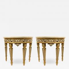 Pair of Pair of Italian Neo Classic Gilt Demilune Console Table - 1430421